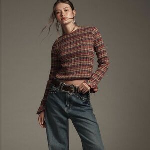 Maeve Dark Blue Wide-Leg Jeans with Silver Stud Belt Accents